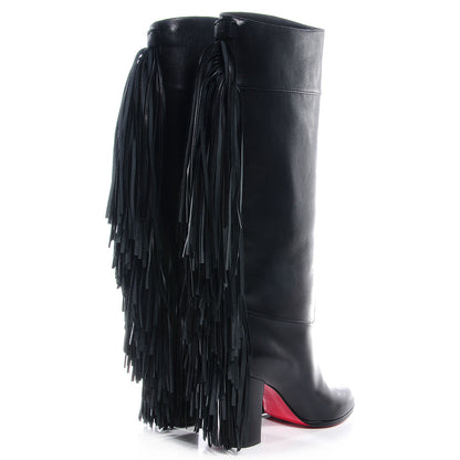 Christian Louboutin Calfskin Glamafrange Fringe Leather Boots Black 39.5 3 of 5