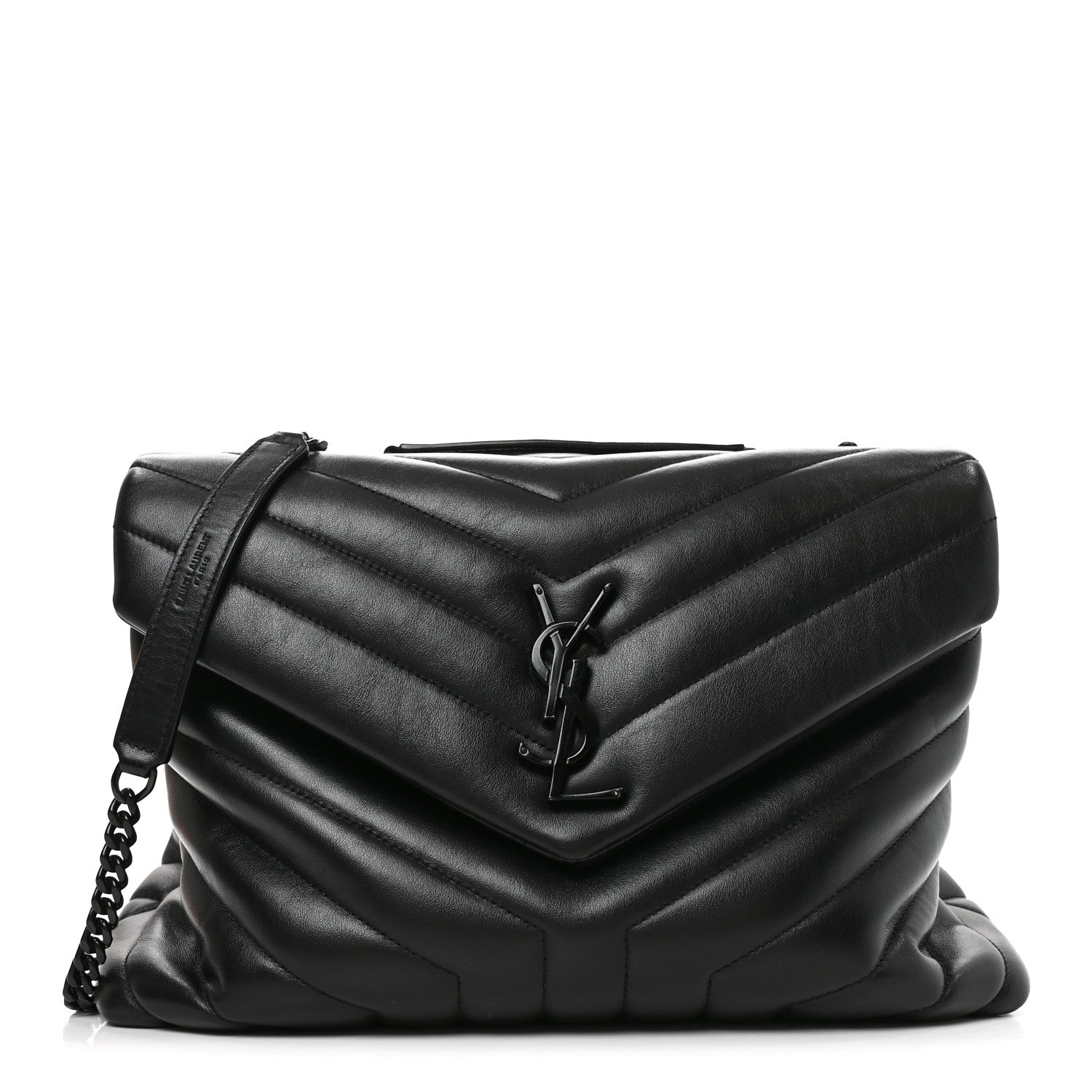 Saint Laurent Calfskin Y Quilted Monogram Monochrome Medium Loulou Chain Satchel Black 1 of 10