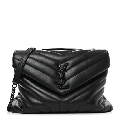 Saint Laurent Calfskin Y Quilted Monogram Monochrome Medium Loulou Chain Satchel Black 1 of 10