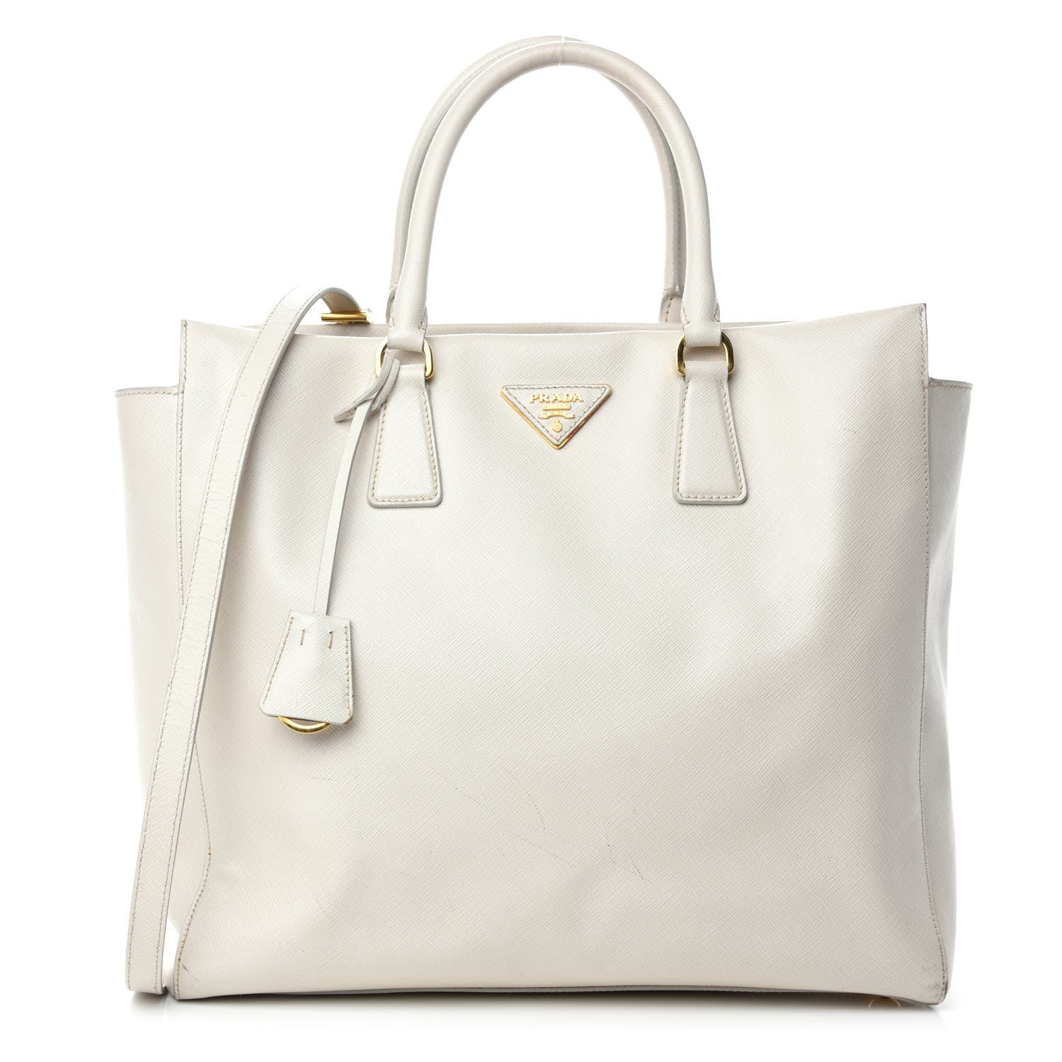 Prada Saffiano Lux Double Handle Shopping Tote Talco 1 of 14