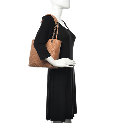 Chanel Caviar Quilted Petit Shopping Tote PST Dark Beige 2 of 19