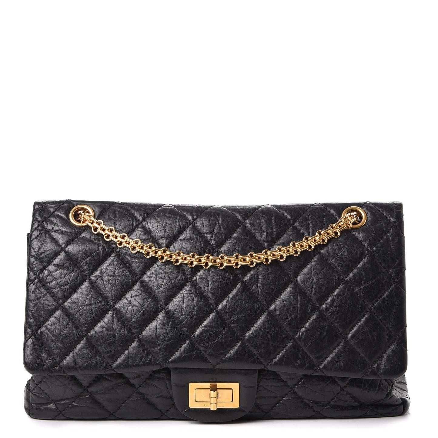 Aged Calfskin Quilted 2.55 Reissue 227 Flap Black
