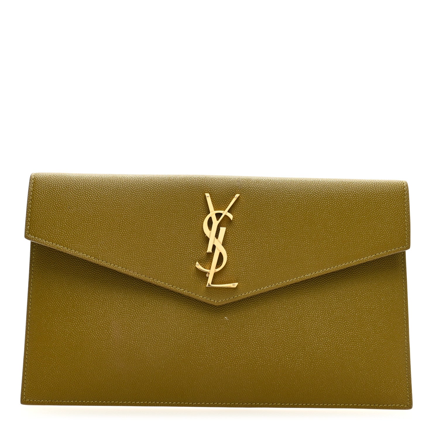 Saint Laurent Grain De Poudre Uptown Pouch Olive 1 of 6