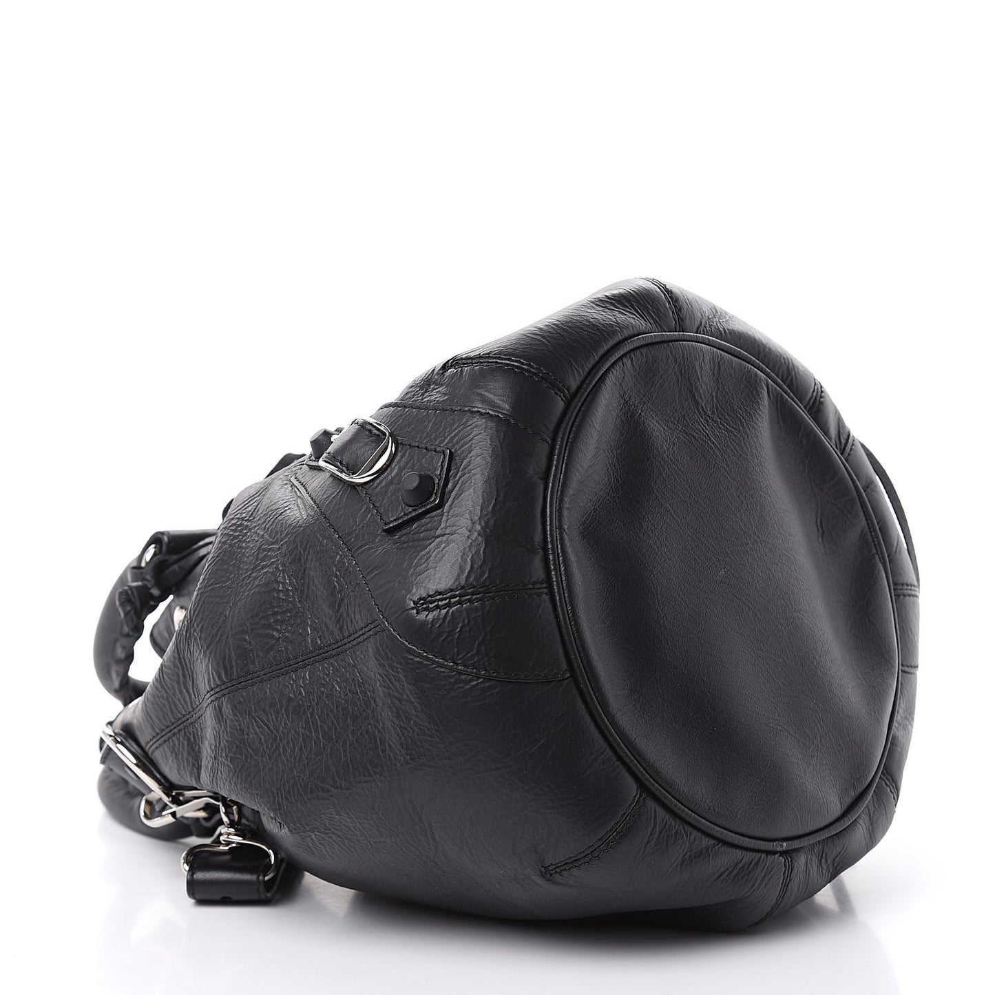 Matte Goatskin Rubber Covered Classic Hardware Mini Pompon Black