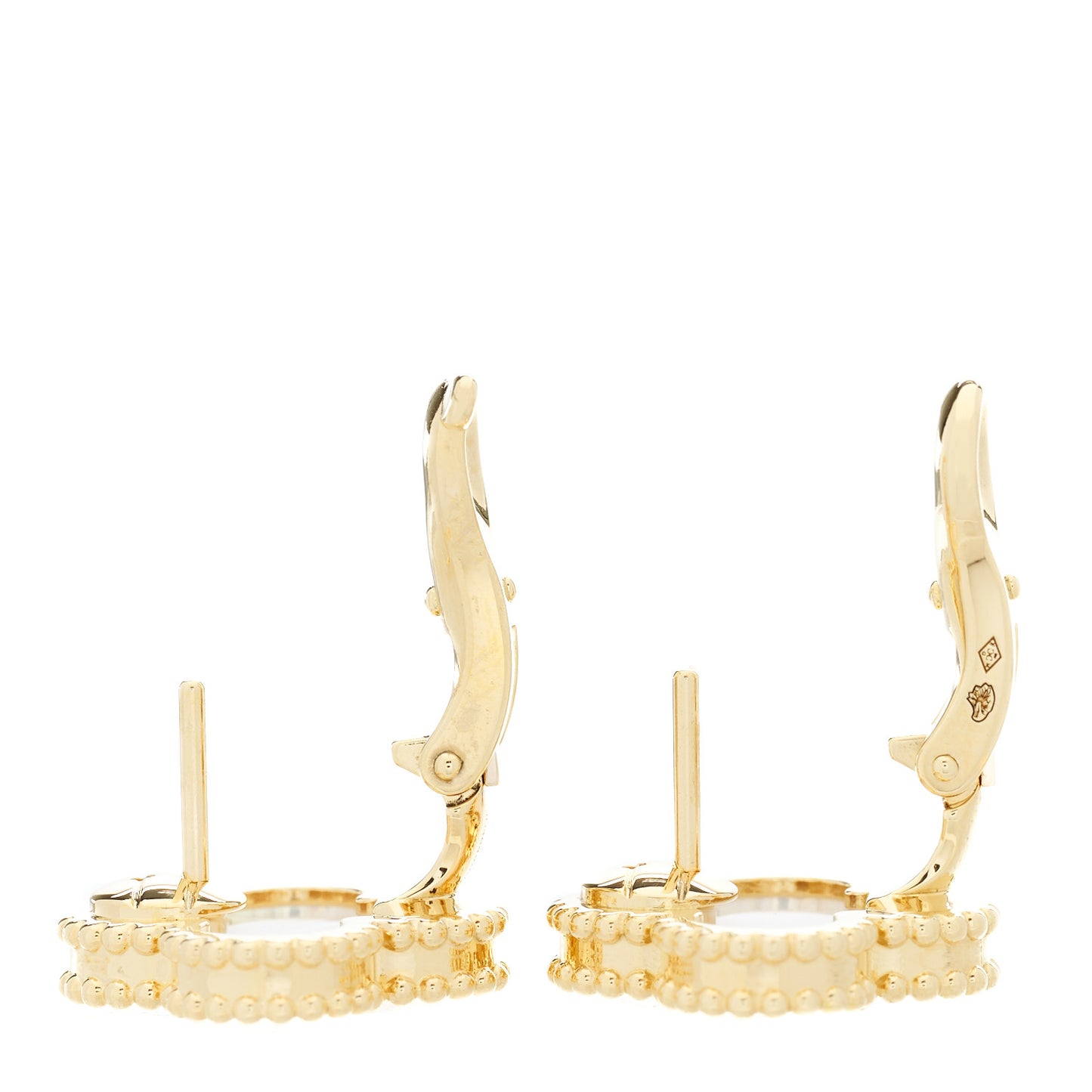 18K Yellow Gold Mother of Pearl Vintage Alhambra Earrings