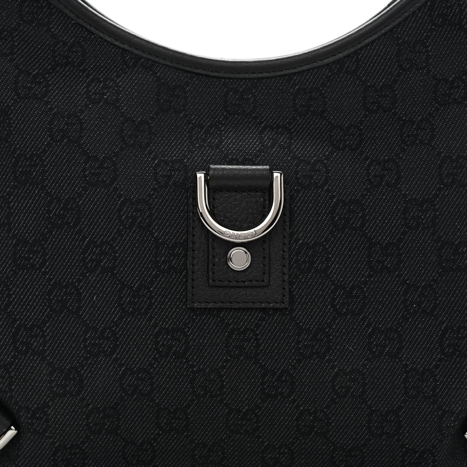 Gucci Denim Monogram Abbey D Ring Hobo Black 8 of 10
