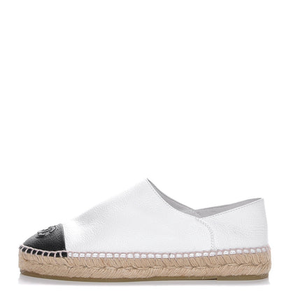 Chanel Grained Calfskin CC Espadrilles 39 White Black 1 of 10