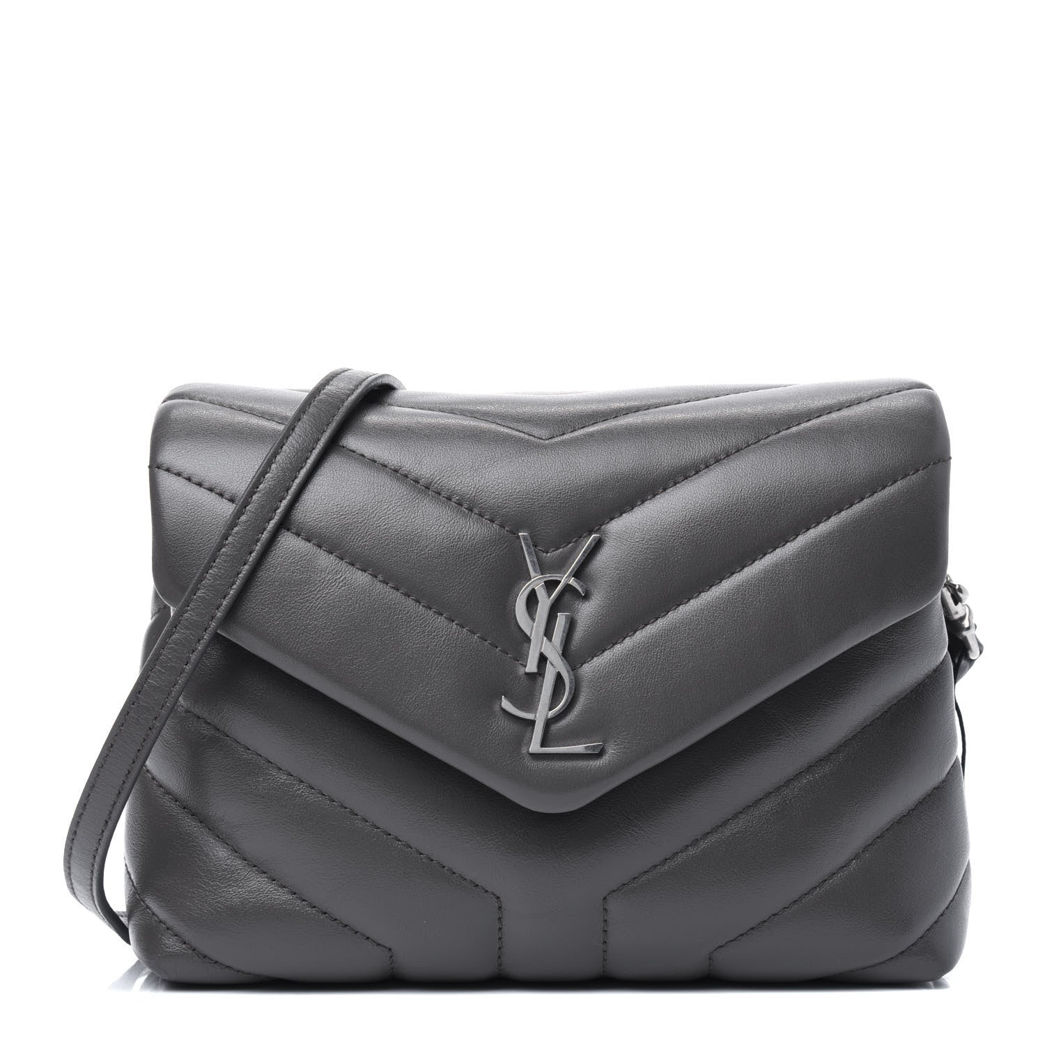 Saint Laurent Calfskin Y Quilted Monogram Toy Loulou Crossbody Bag Storm 2 of 25