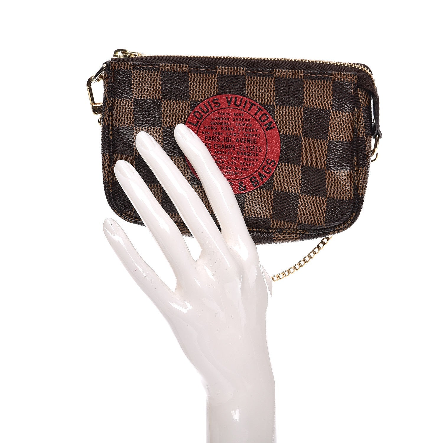 Louis Vuitton Damier Ebene Complice Trunks and Bags Mini Pochette Accessories Red 2 of 7