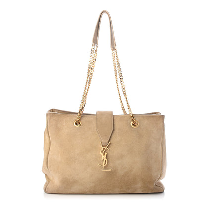 Saint Laurent Suede Monogram Cassandre Shopper Beige 1 of 12