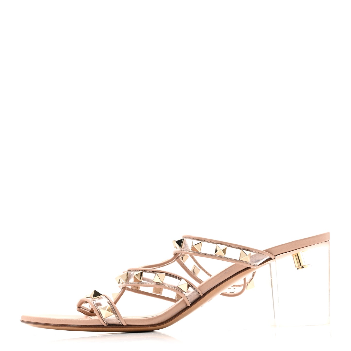 Nappa Rockstud PVC 60mm Caged Slide Sandals 38 Poudre