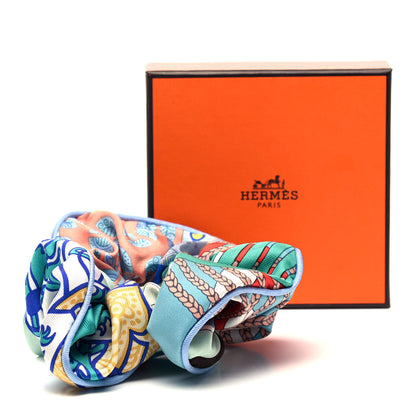 Hermes Silk Patchwork Claudia Scrunchie Pale Blue 3 of 3