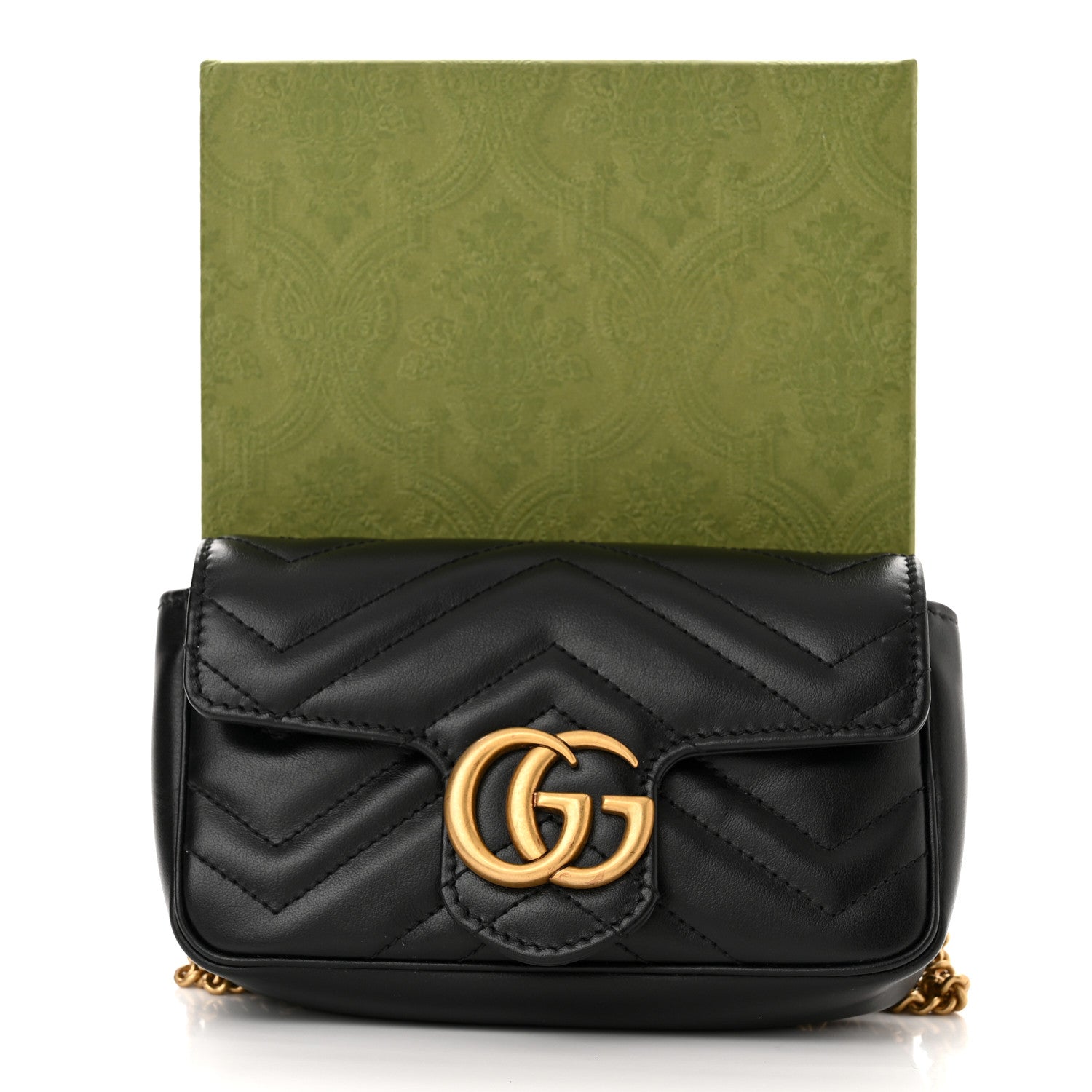 Gucci Calfskin Matelasse Super Mini GG Marmont Shoulder Bag Black 13 of 13