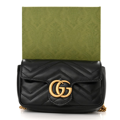 Gucci Calfskin Matelasse Super Mini GG Marmont Shoulder Bag Black 13 of 13