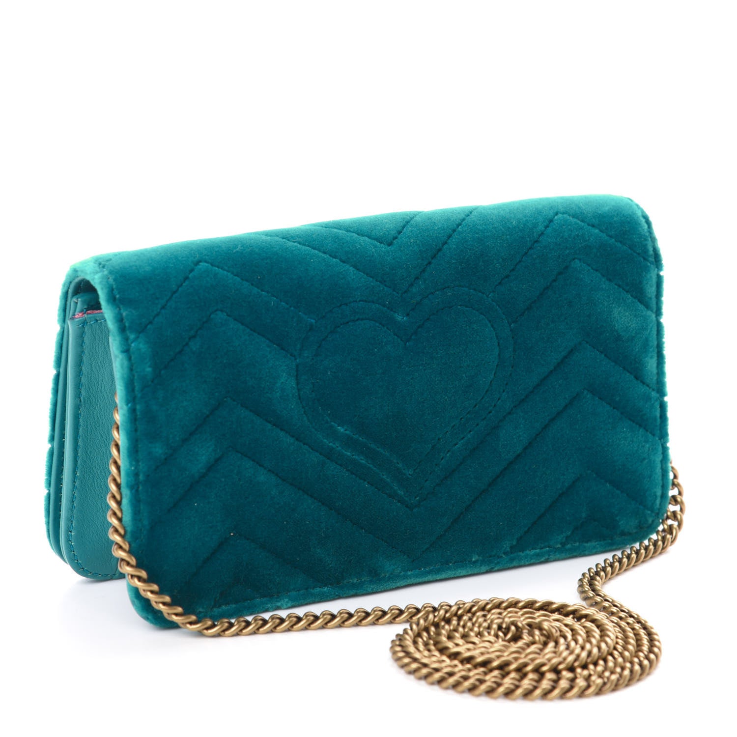 Gucci Velvet Matelasse GG Marmont Mini Bag Pavone Cyan 4 of 10