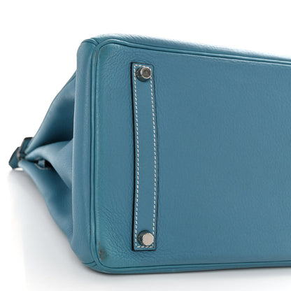 Hermes Taurillon Clemence Birkin 35 Blue Jean 9 of 14