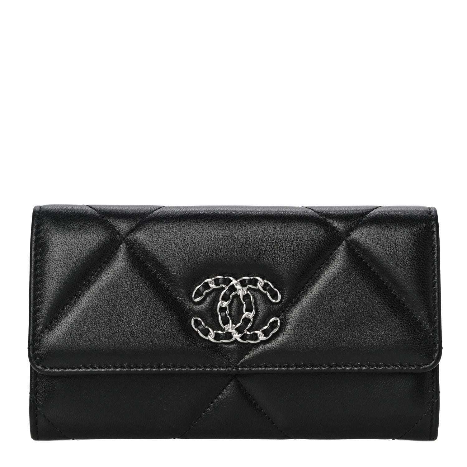 Chanel Lambskin Quilted Chanel 19 Flap Wallet Black 1 of 14
