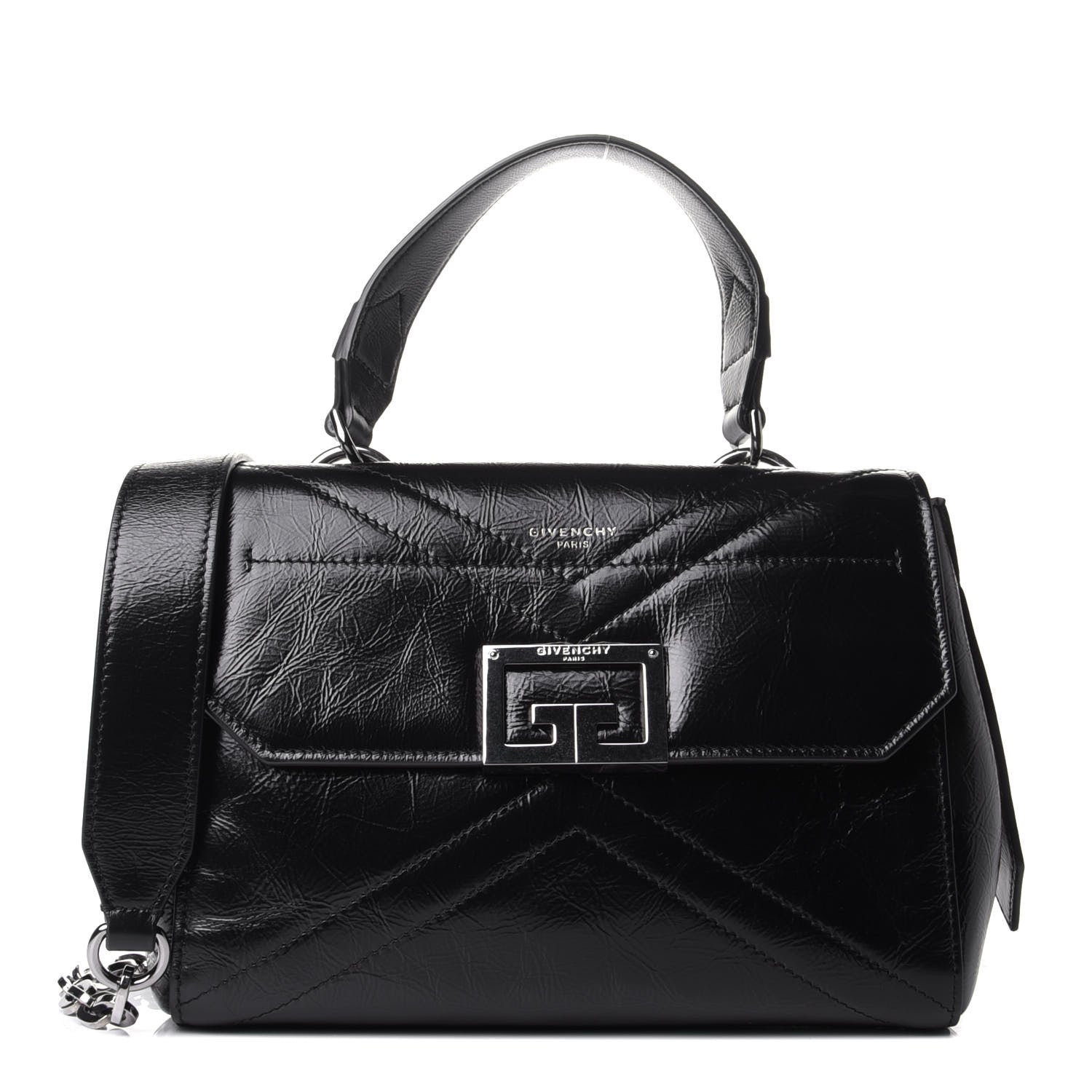 Givenchy Creased Patent Calfskin Small ID Flap Black 1 of 3
