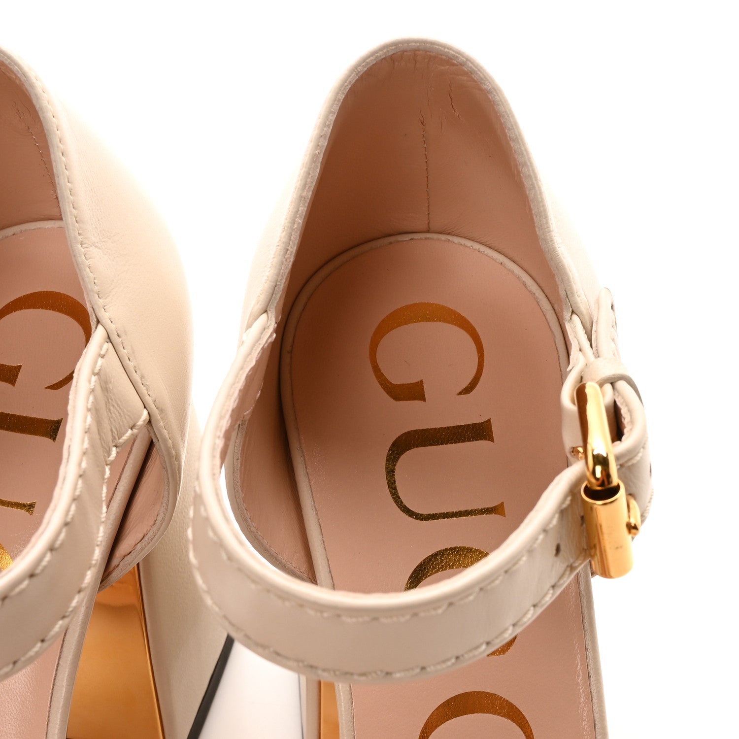 Gucci Nappa Horsebit Cross Strap 95mm Sandals 35 Mystic White 8 of 9