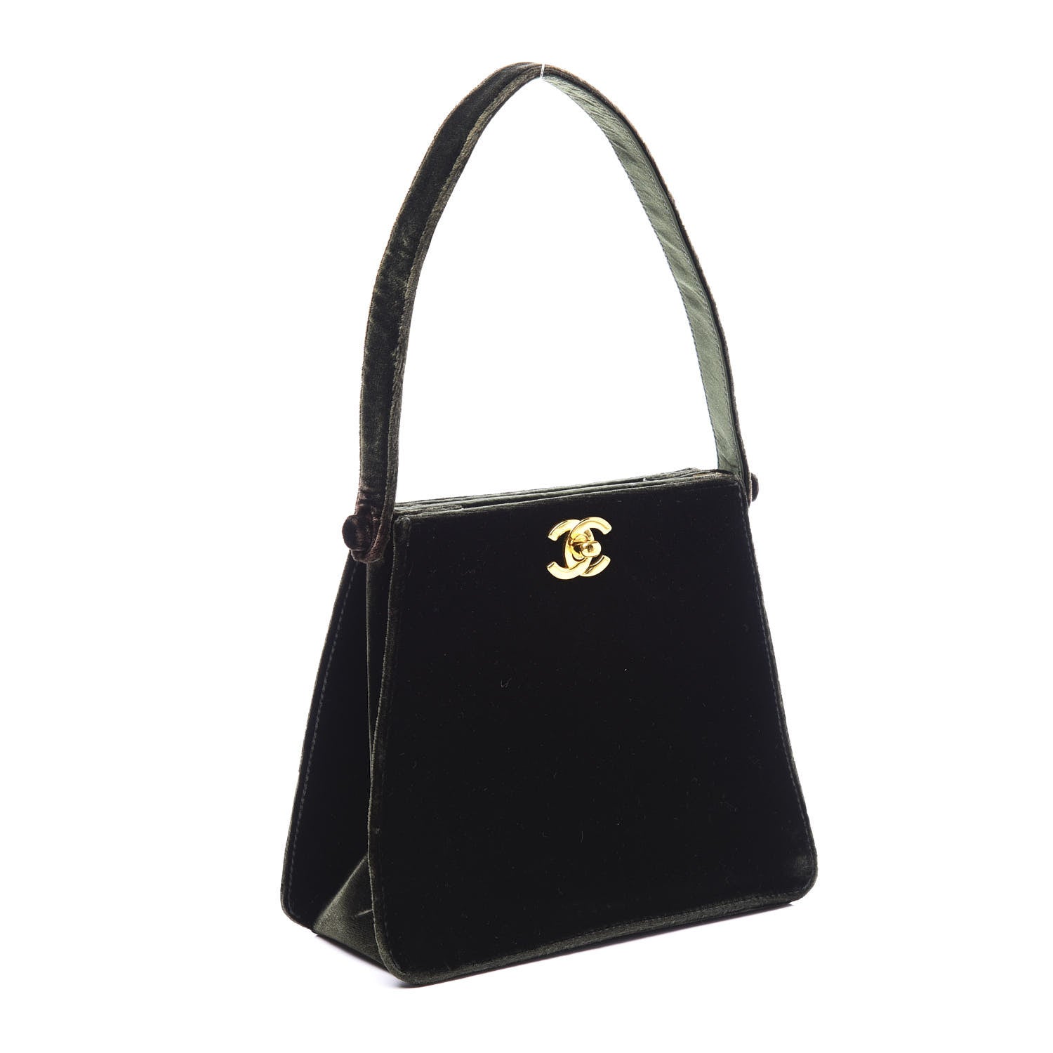 Chanel Velvet Top Handle Evening Bag Dark Green 2 of 9