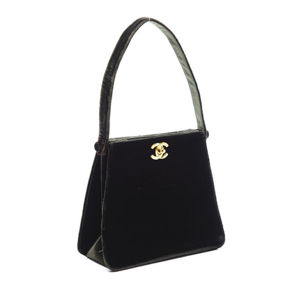 Chanel Velvet Top Handle Evening Bag Dark Green 2 of 9