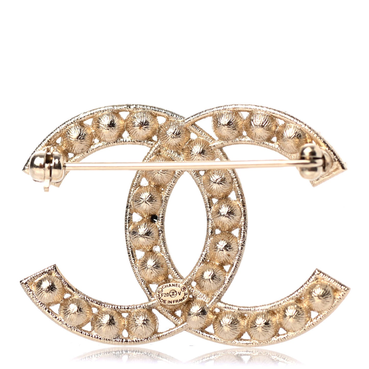 Crystal CC Brooch Gold