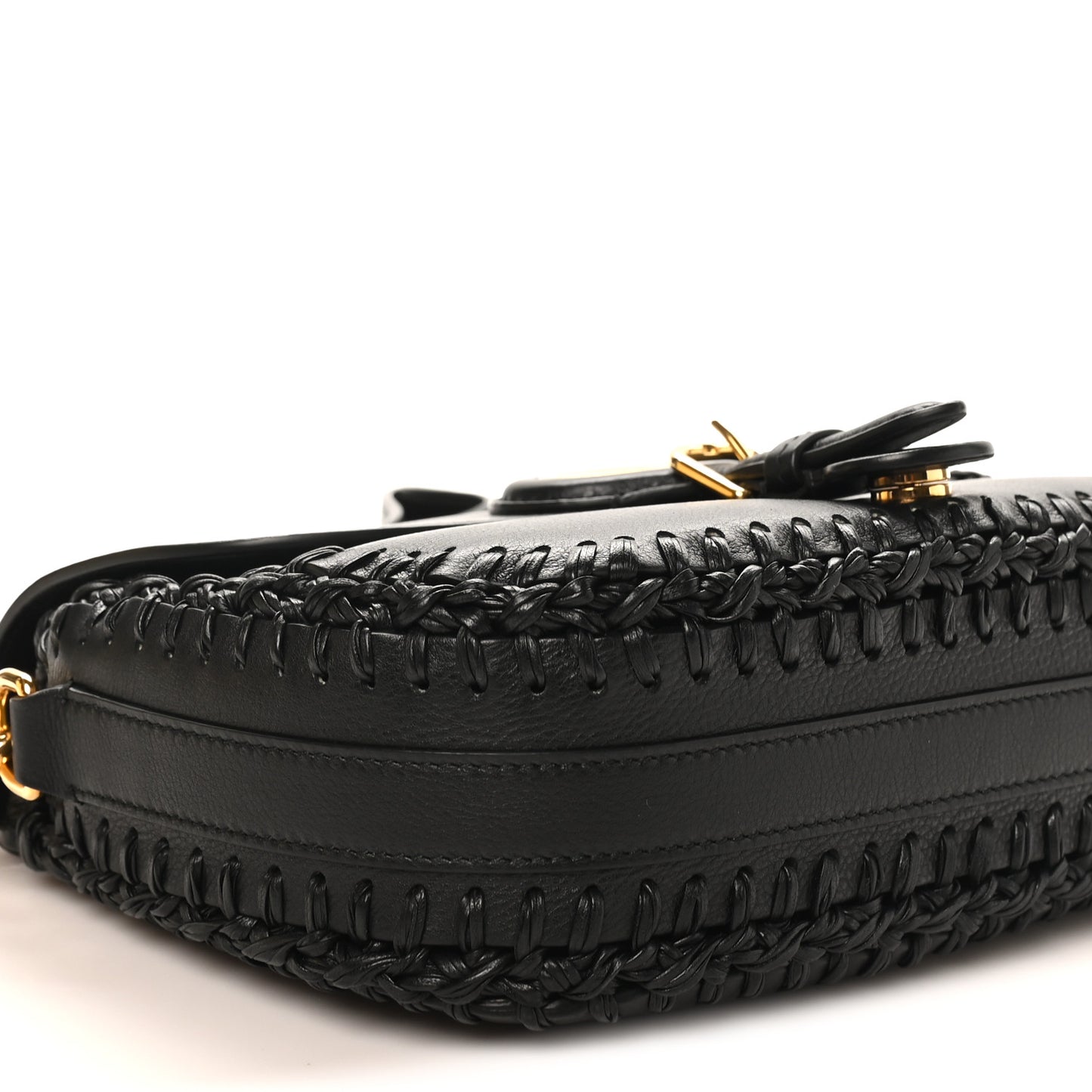 Grained Calfskin Medium Whipstitched Bobby Bag Black