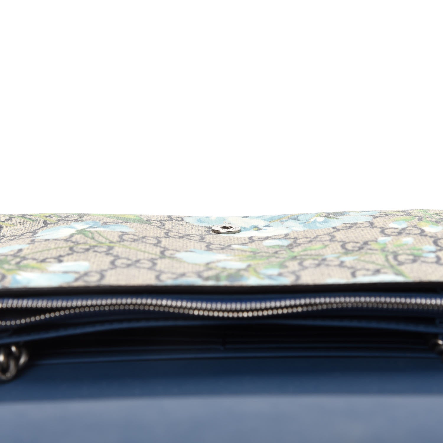 Gucci GG Supreme Monogram Blooms Mini Dionysus Chain Wallet Beige Blue Navy Vintage Blue 8 of 14