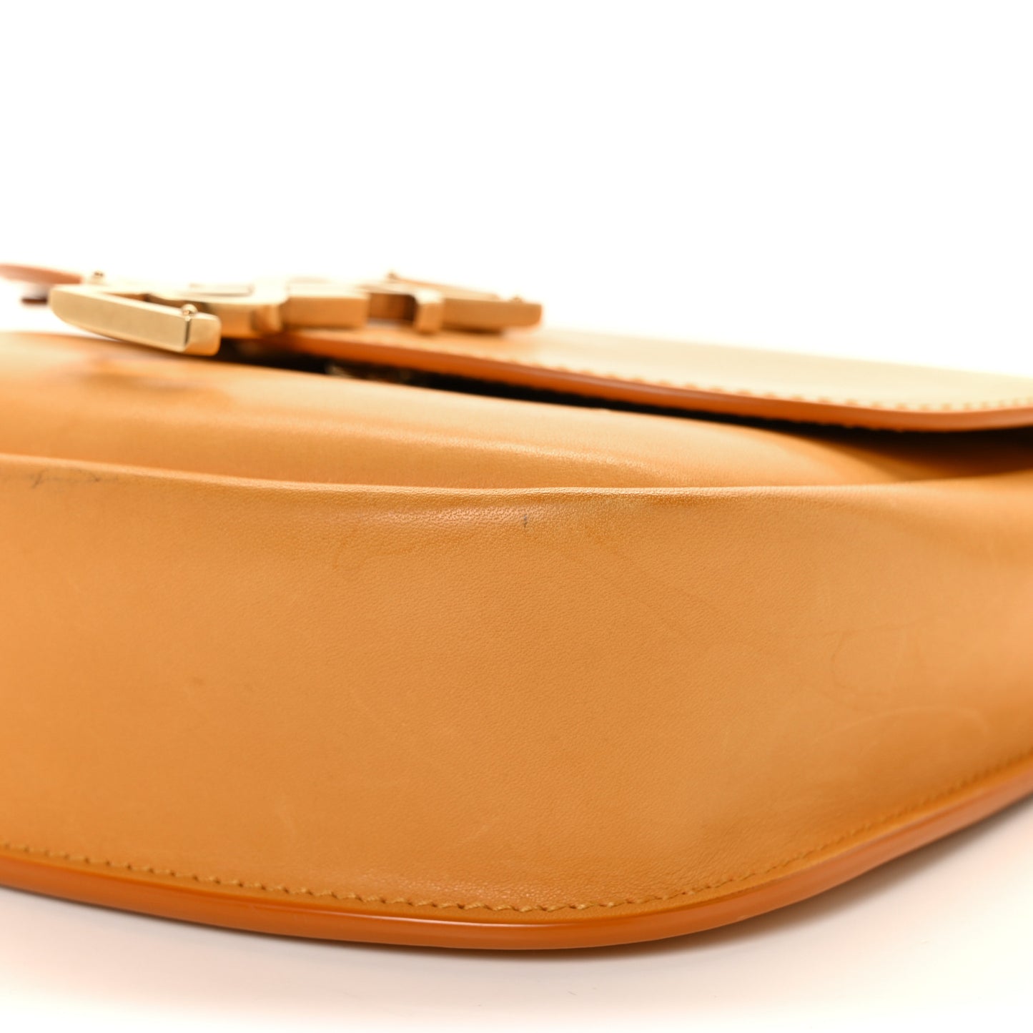 Smooth Vintage Calfskin Small Kaia Satchel Brown Gold