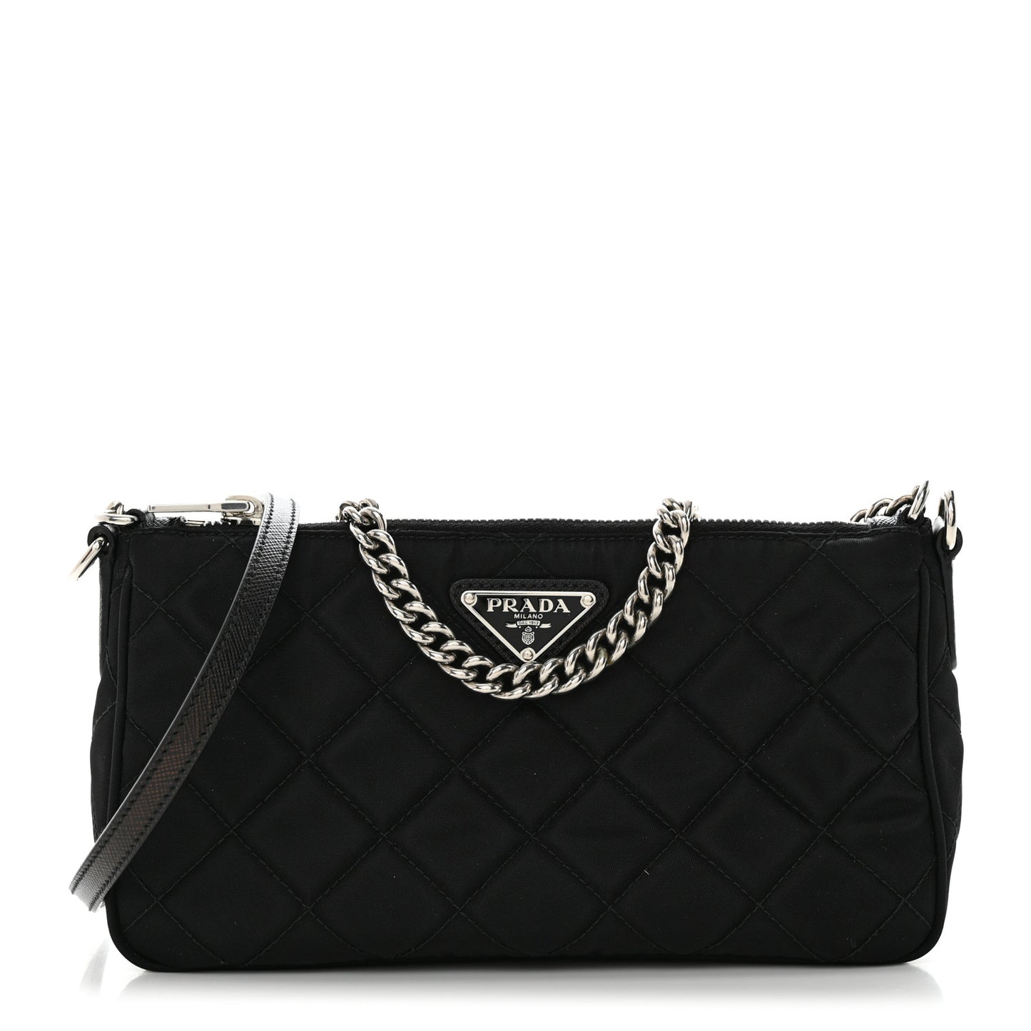 Nylon Tessuto Impuntu Quilted Crossbody Bag Black