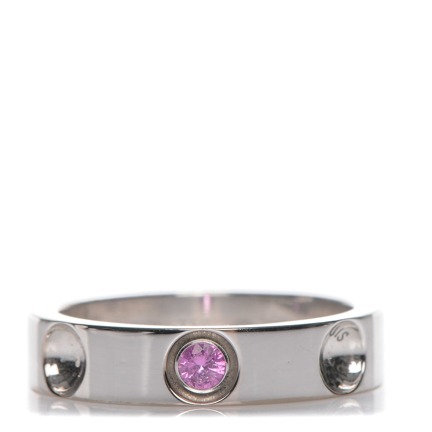 18K White Gold Pink Safran Empreinte Ring 58 8.5