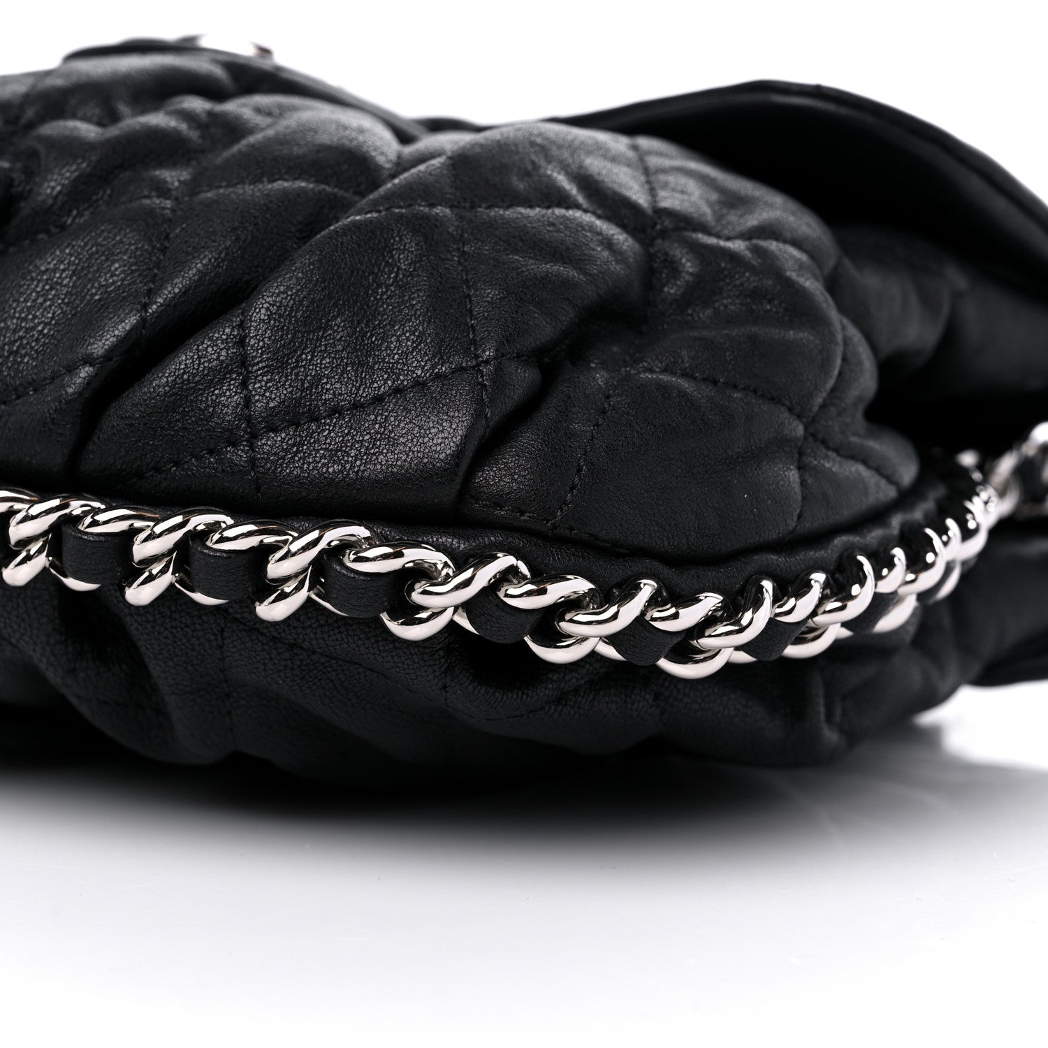 Chanel Washed Lambskin Quilted Medium Chain Around Messenger Black 9 of 10