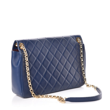 Chanel Lambskin Quilted Large Chic With Me Flap Navy 3 of 17