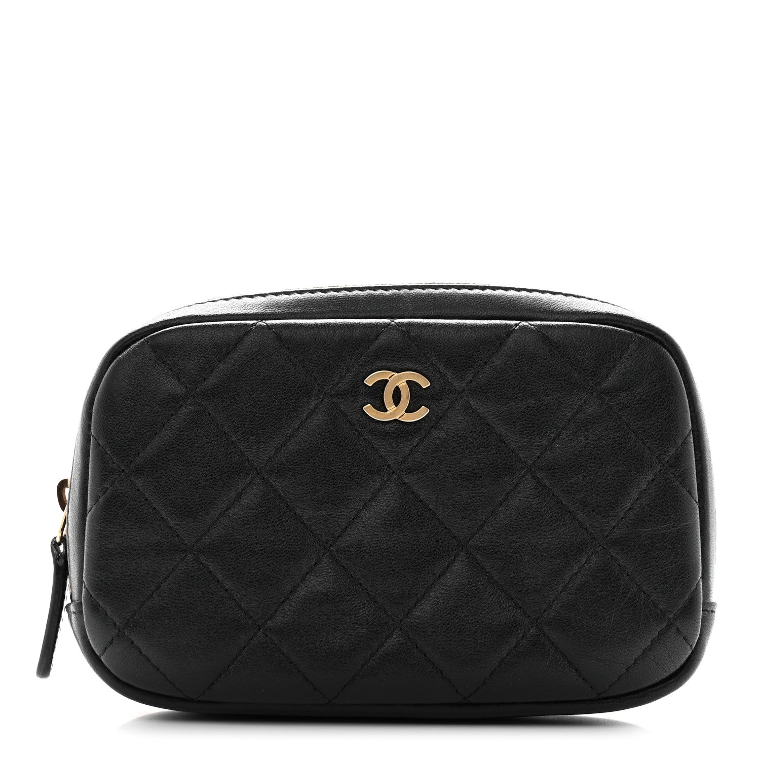 Chanel Lambskin Quilted Small Curvy Pouch Cosmetic Case Black 1 of 9