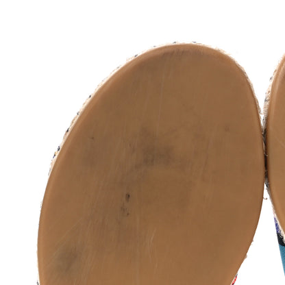 Valentino Garavani Canvas Embroidered Vlogo Espadrille Flat Slide Sandals 37 Multicolor 9 of 13