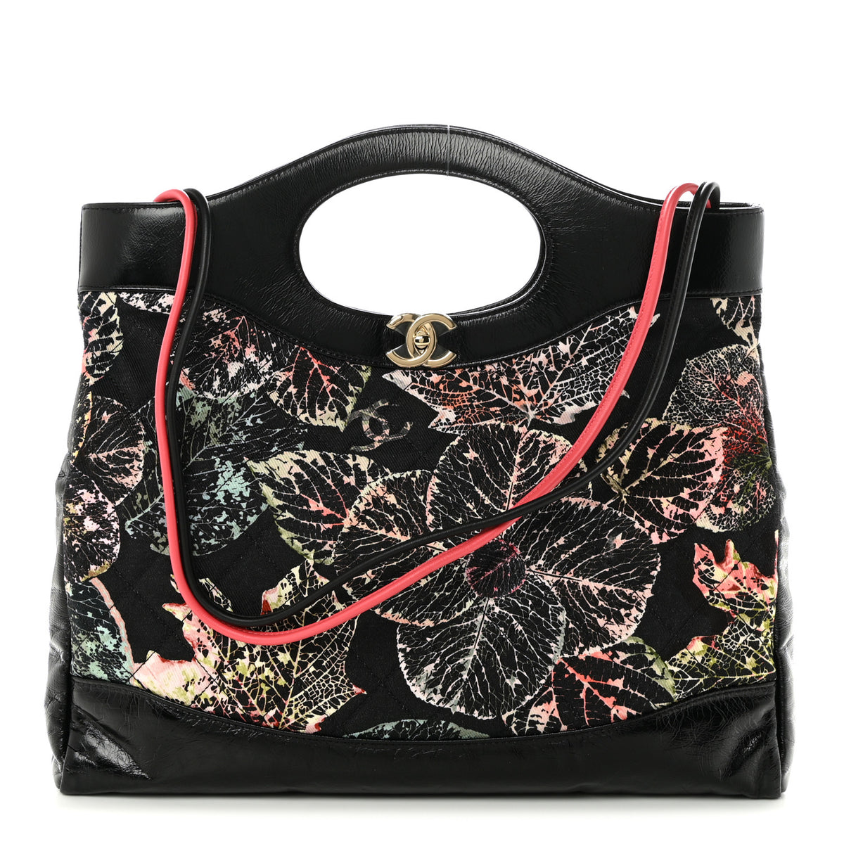 Chanel Patent Calfskin Canvas Printed Large 31 Shopping Bag Black 1 of 11