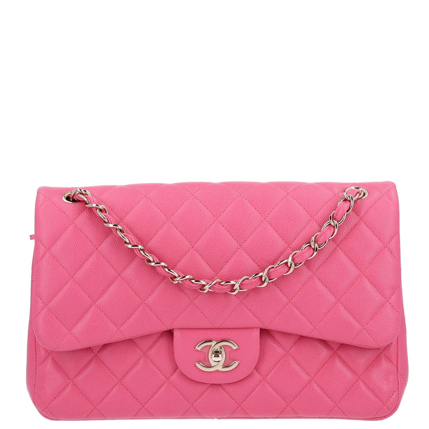 Caviar Quilted Jumbo Double Flap Pink