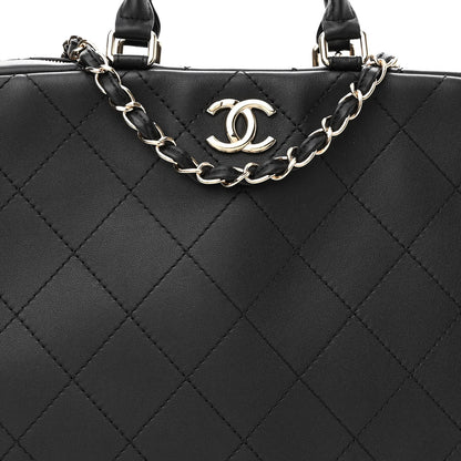 Chanel Calfskin Diamond Stitched Top Handle Bowling Bag Black 8 of 10