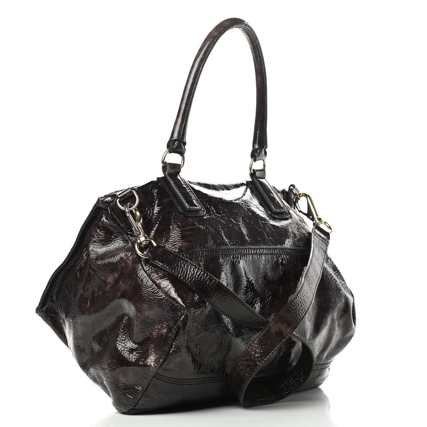 Crinkled Patent Medium Pandora Bag Aubergine