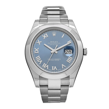 Rolex Stainless Steel 41mm Oyster Perpetual Datejust II Watch Blue Roman 116300 1 of 5