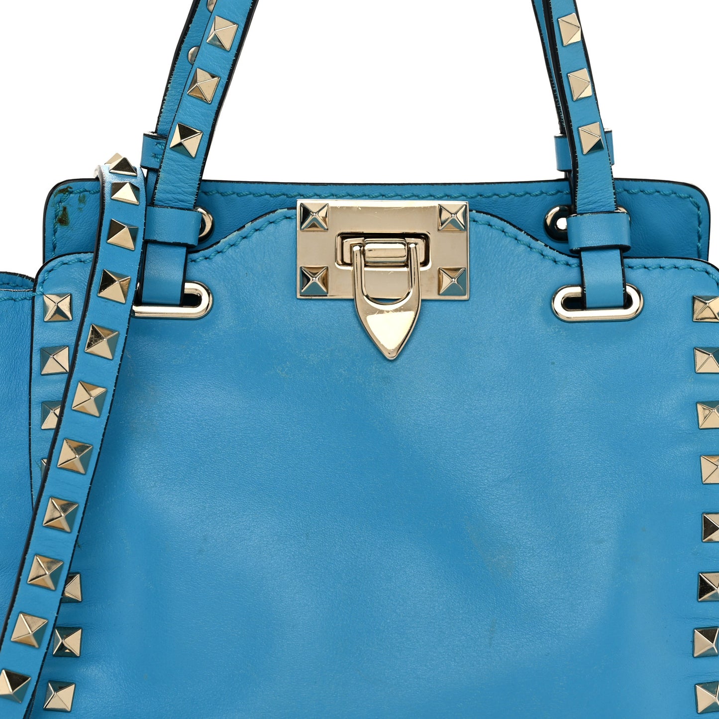Vitello Mini Rockstud Tote Parrot