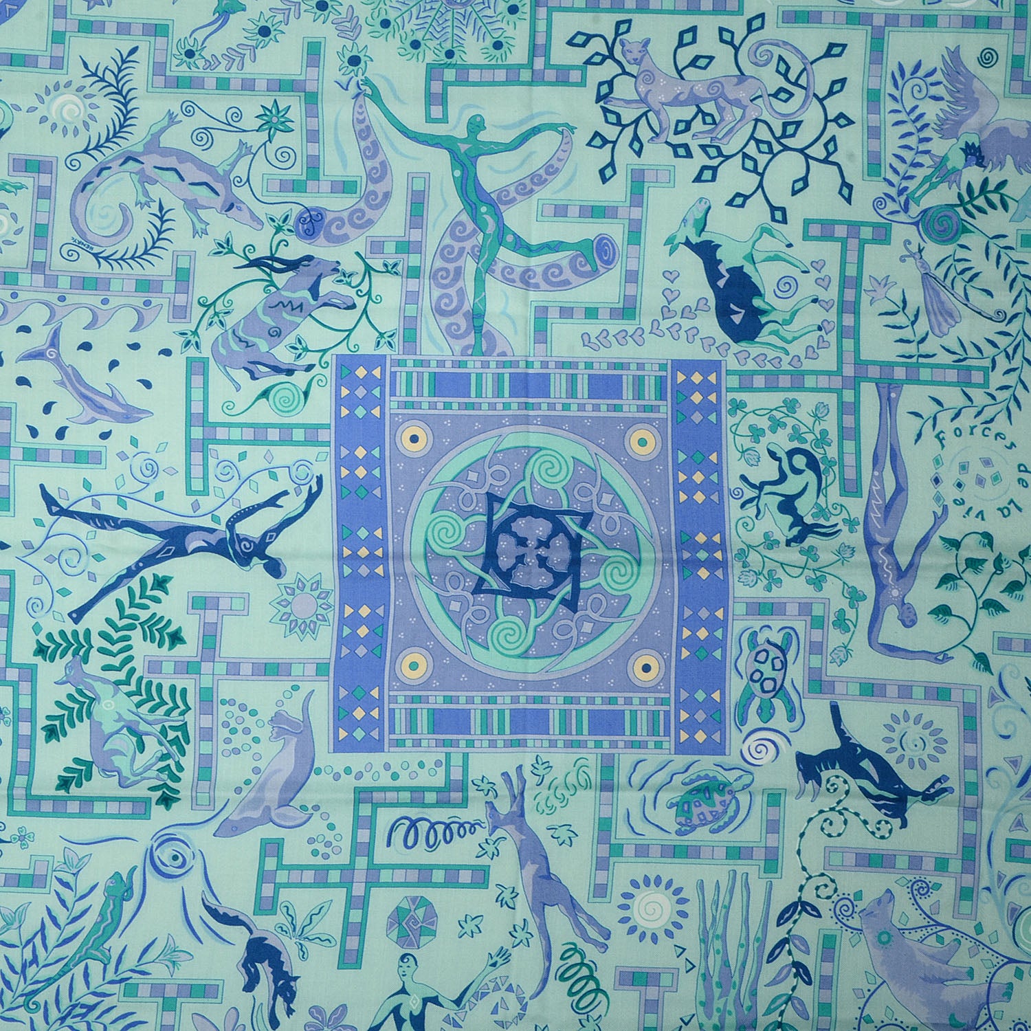 Hermes Cashmere Silk Forces de La Vie Shawl 140 1 of 7