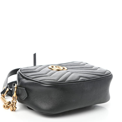 Gucci Calfskin Matelasse Mini GG Marmont Chain Shoulder Bag Black 4 of 10