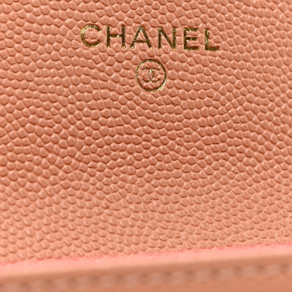 Chanel Caviar Metal Perforated Quilted CC Flap Card Holder Beige 7 of 8