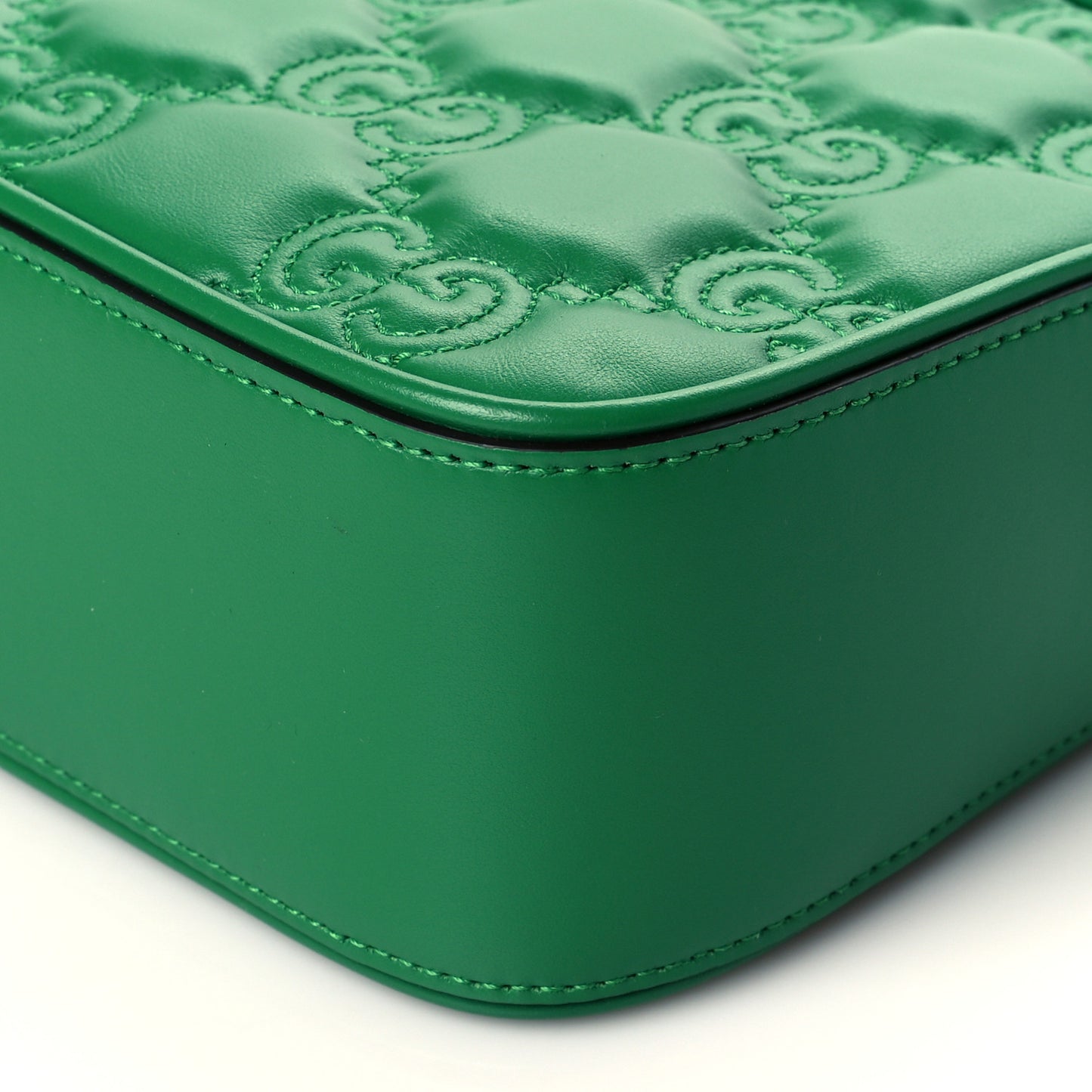 Calfskin GG Matelasse Shoulder Bag Spring Green Natural