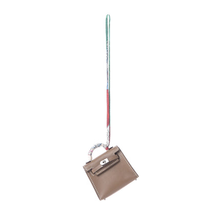 Hermes Tadelakt Mini Kelly Twilly Bag Charm Etoupe 1 of 6