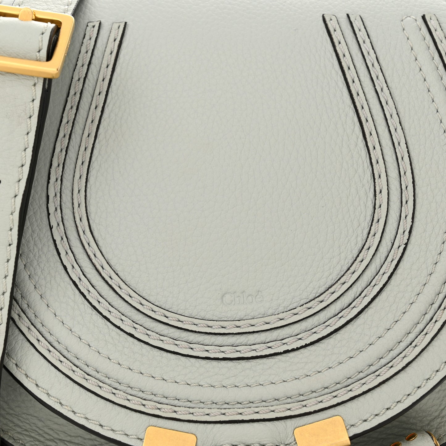 Calfskin Mini Marcie Round Crossbody Bag Faded Blue