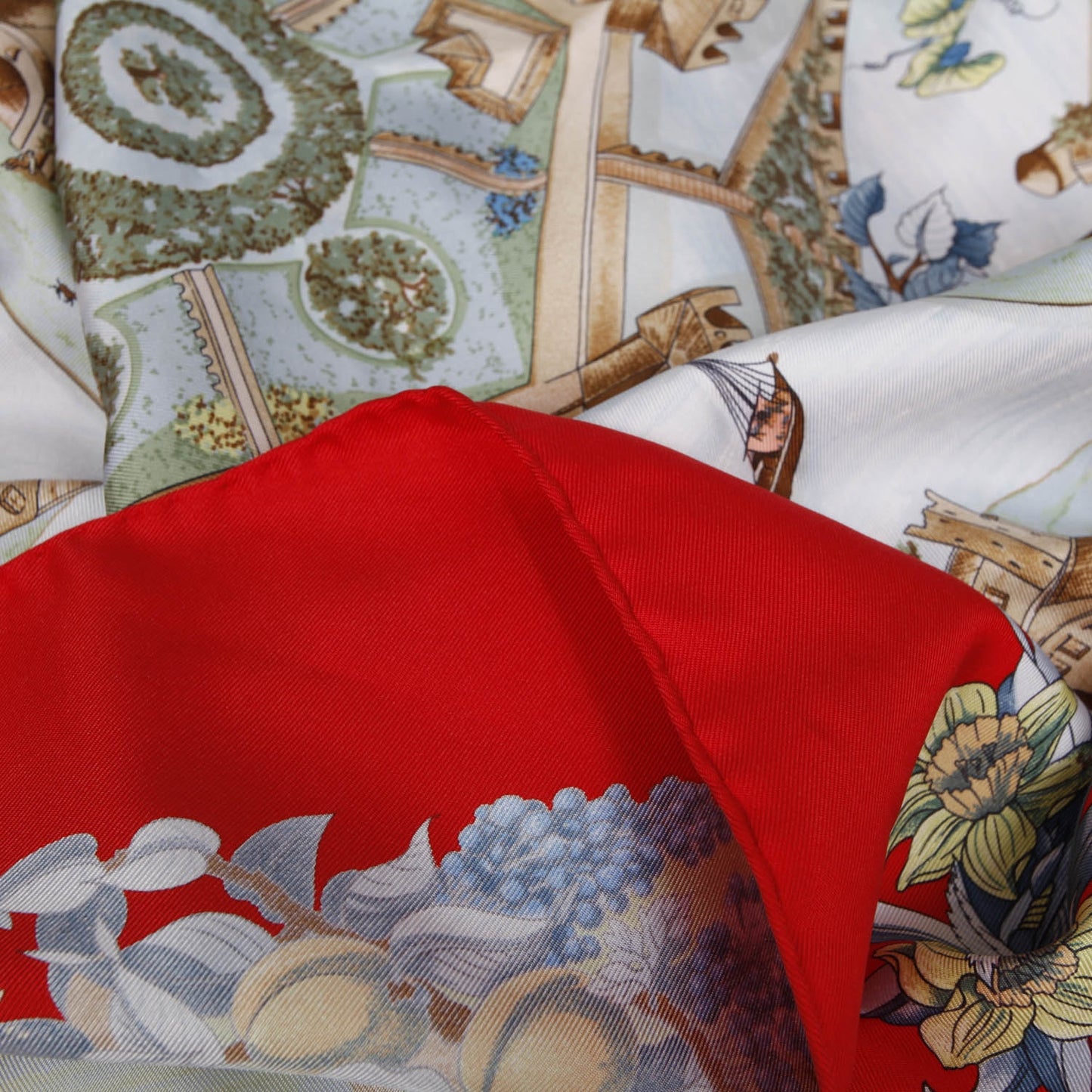 Silk Au Pays de Cocagne Scarf 90 Red