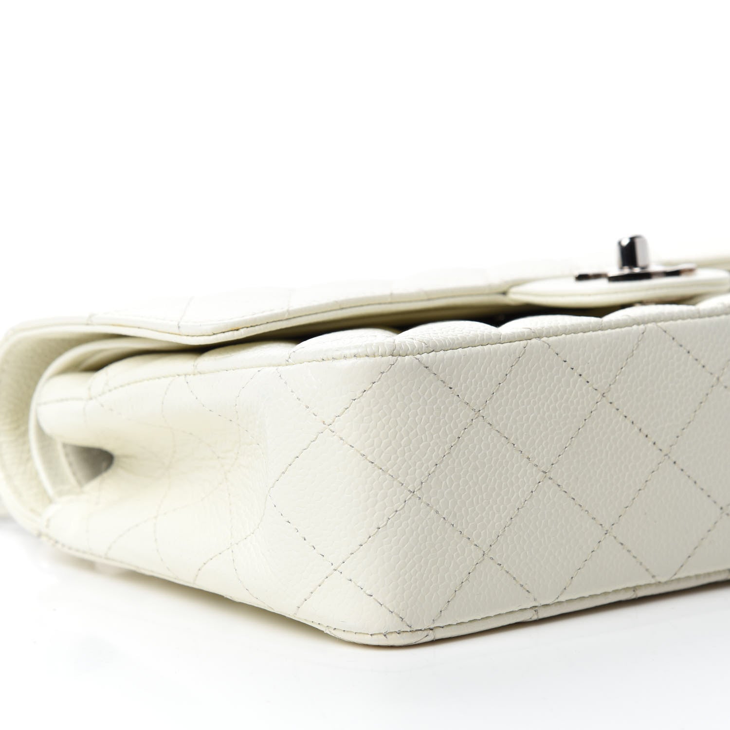 Chanel Caviar Quilted Medium Double Flap White 6 of 17