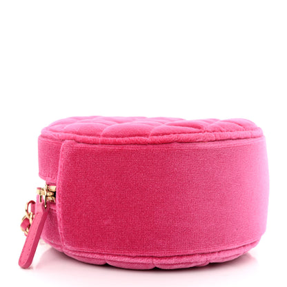 Chanel Velvet Round Quilted Pearl Crush Clutch With Chain Pink 4 of 11